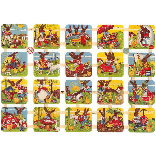 Mixed Sunny Easter Bunny Scenes Scraps ~ Germany